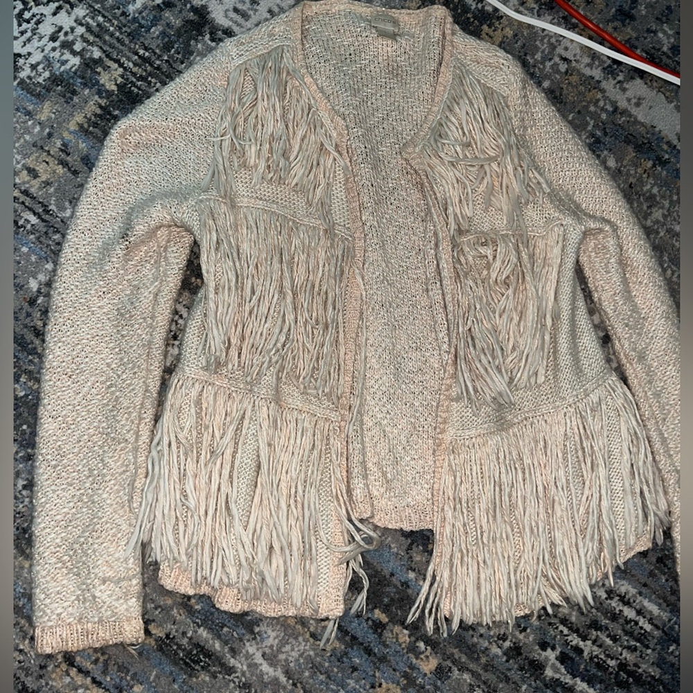 Chico’s fringe cream sweater